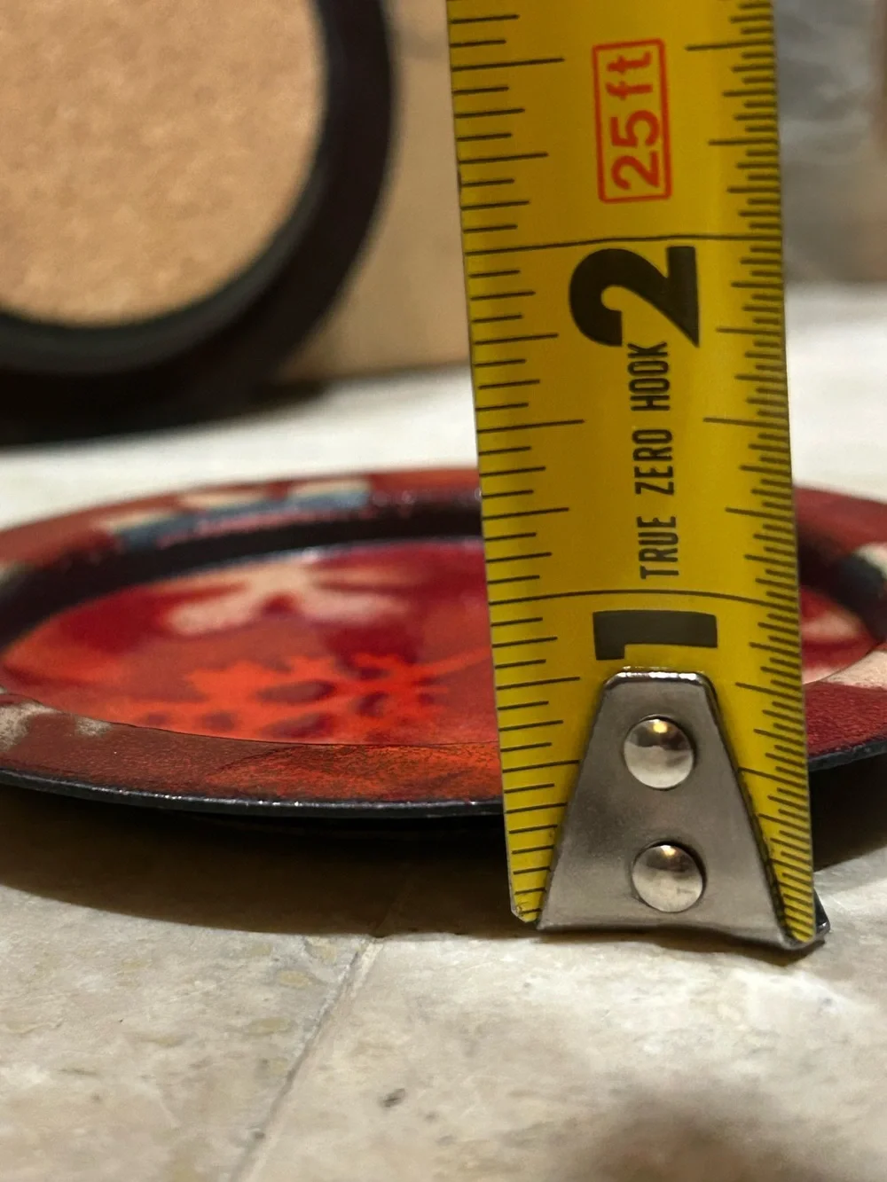 vintage handmade enamel on copper decorative red Drink Coaster Set of 2